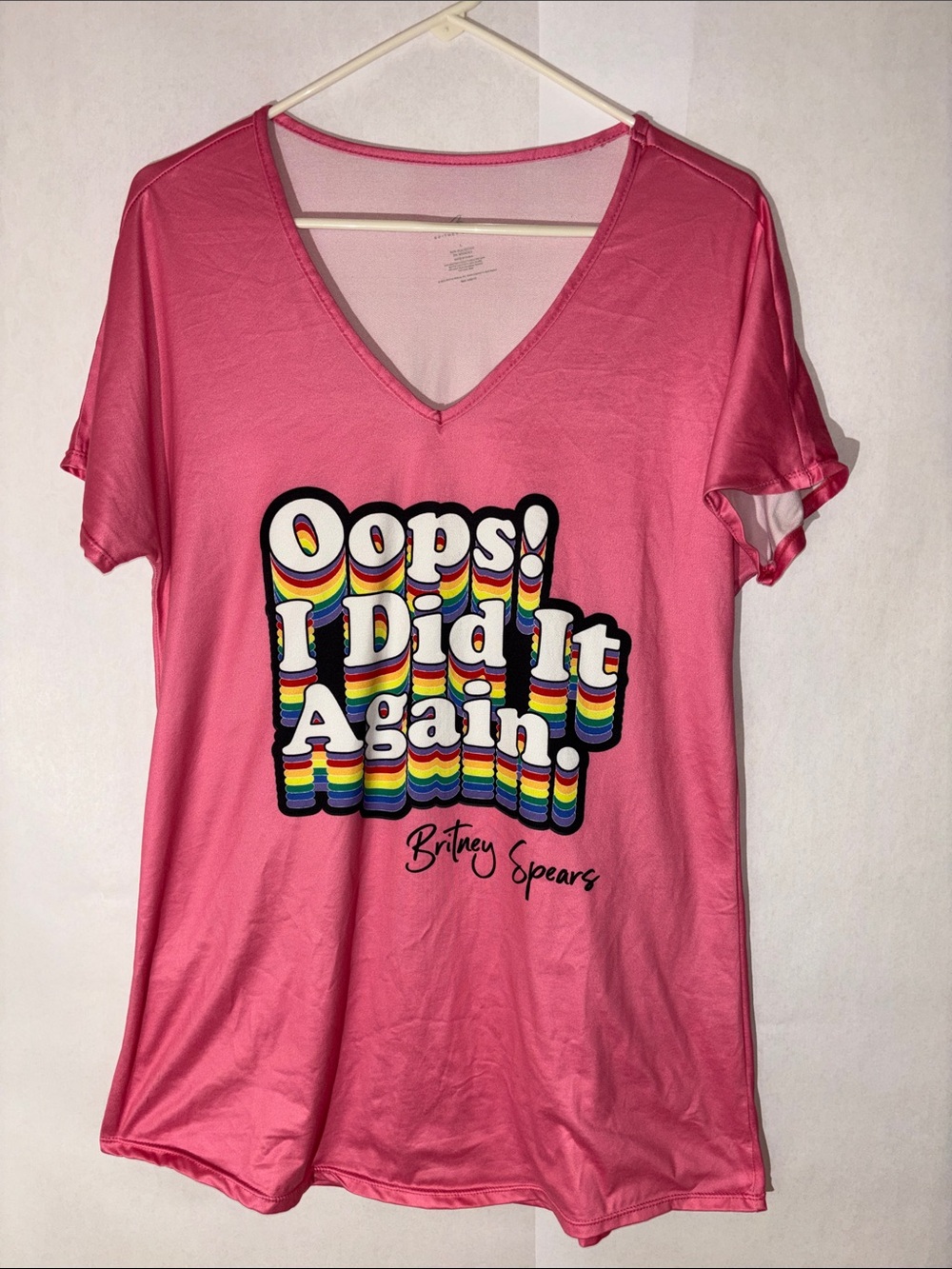Pink "Oops! I Did It Again" Graphic V-Neck sleep gown